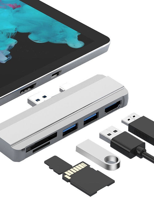 Load image into Gallery viewer, Suitable for Surface Pro 4/5/6 docking station USB to HDMI same screen card reader expansion hub
