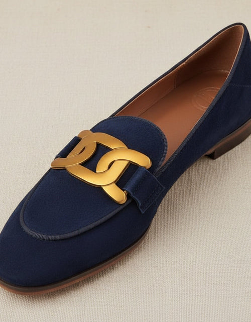 Load image into Gallery viewer, Women's Retro Metal Buckle Suede Loafers – Platform Chunky Heel Slip-On
