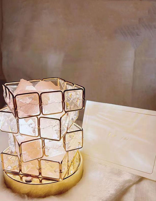 Load image into Gallery viewer, USB Crystal Table Lamp Three Color Dimming Magic Cube Stone Romantic Atmosphere Lights Bedroom Bedside Night Light For Home Room
