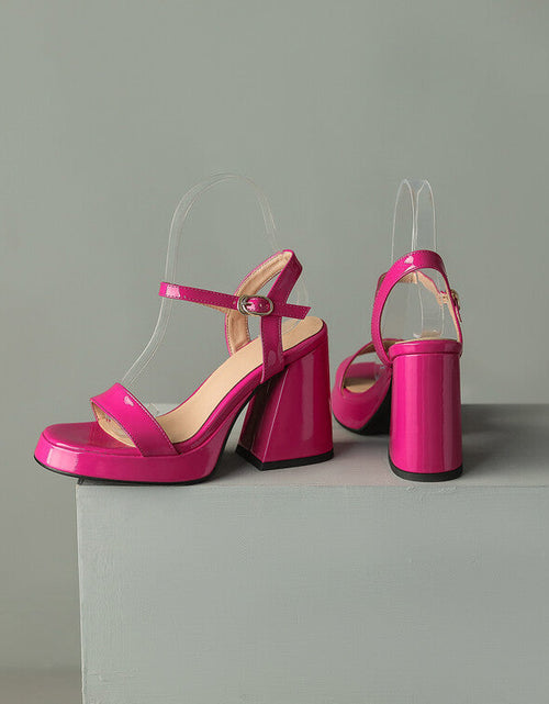 Load image into Gallery viewer, Women's Round Toe Chunky Heel Sandals – Buckle Strap Block Heel

