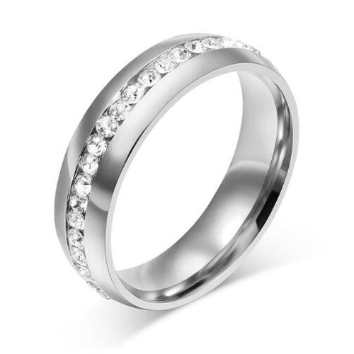Load image into Gallery viewer, crystal wedding ring for women 6mm stainless steel engagement
