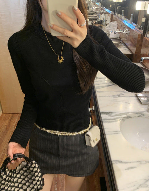Load image into Gallery viewer, Solid Color Autumn Round Neck Long Sleeve Fitted Slimming Elegant Top
