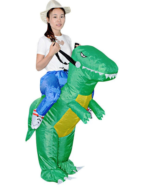 Load image into Gallery viewer, Hot Kids Adult Inflatable Funny Cute Cartoon Dinosaur Rider Festival Halloween Dress Party Costume
