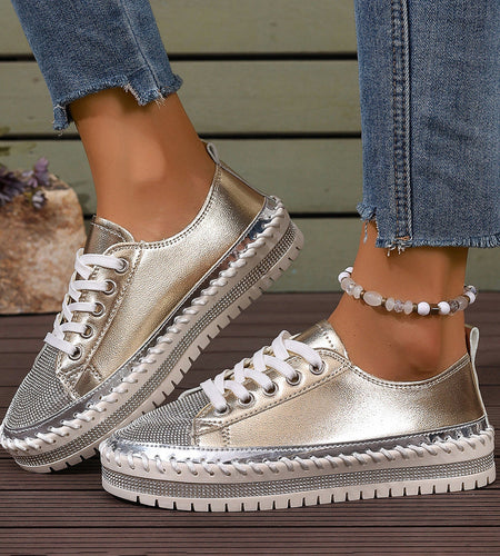Women’s Plus Size White Sneakers – Chunky Sole Casual Everyday Shoes