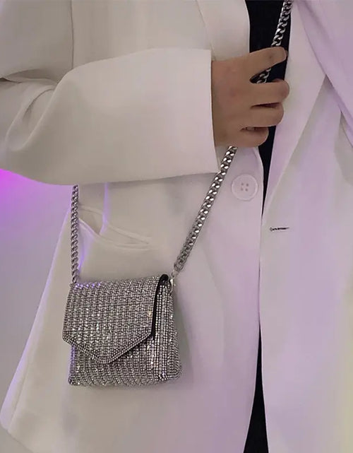 Load image into Gallery viewer, Bling Chain Crossbody Bag - Mini Rhinestone Evening Purse
