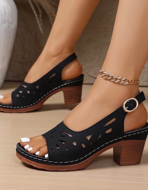Load image into Gallery viewer, Retro Hollow-Out Buckle Strap Open-Toe Sandals – 4 Colors EU 36–43
