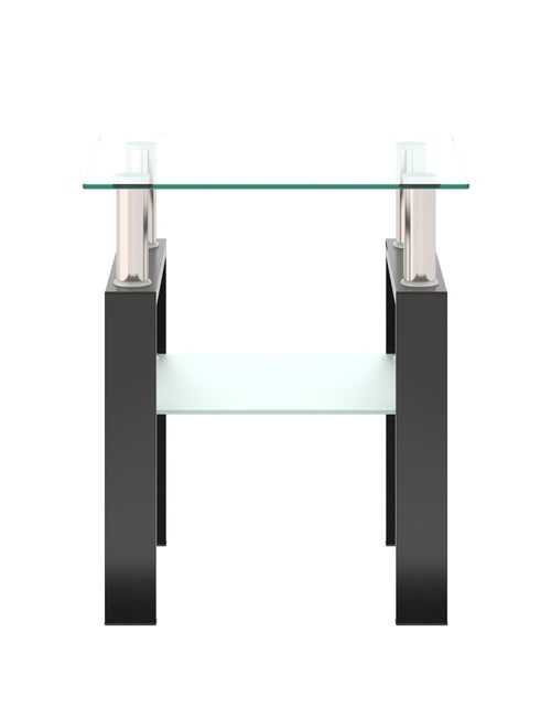 Load image into Gallery viewer, 1-Piece Modern Tempered Glass Tea Table Coffee Table End Table, Square Table for Living Room, Transparent/Black

