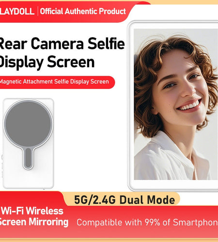 Wireless Screen Mirroring Device for Selfie and Live Streaming with Rear Camera Functionality