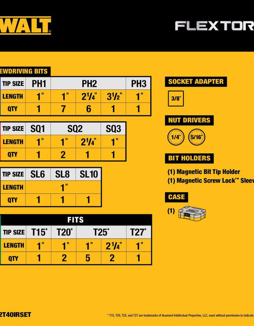 Load image into Gallery viewer, DeWalt DWA2T40IRSET Flextorq 40pc Screwdriving Bit Set
