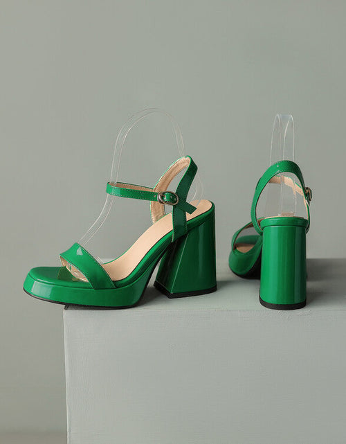 Load image into Gallery viewer, Women's Round Toe Chunky Heel Sandals – Buckle Strap Block Heel
