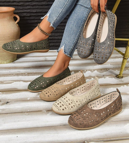 Women's Chunky Heel Wedge Pumps – Wide Size Full-Grain Leather