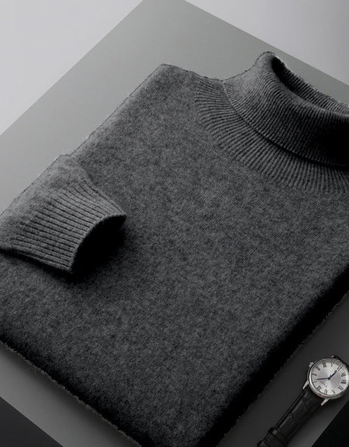 Load image into Gallery viewer, Men's high collar pullover sweater for autumn and winter, loose knit base sweater for men
