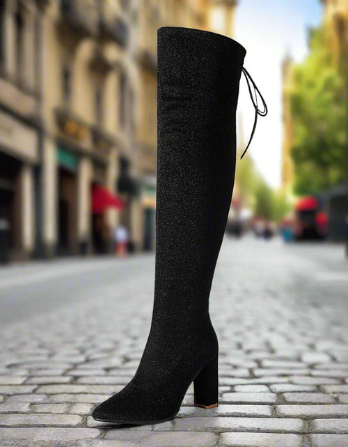 Load image into Gallery viewer, Plus-Size Over The Knee Long Boots for Women – Chunky Heel Nightclub Platform
