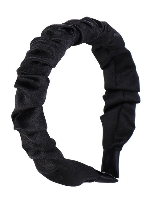 Load image into Gallery viewer, Multi color retro solid satin pleated hair compression headband
