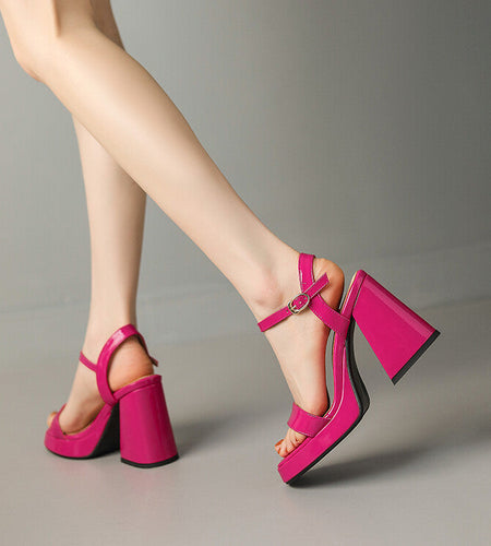 Women's Round Toe Chunky Heel Sandals – Buckle Strap Block Heel