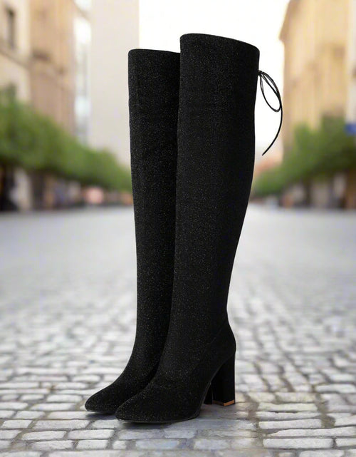 Load image into Gallery viewer, Plus-Size Over The Knee Long Boots for Women – Chunky Heel Nightclub Platform
