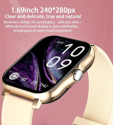Women Smart watch Men 1.69" Color Screen Full touch Fitness Tracker Bluetooth Call Smart Clock Ladies Smart Watch Women