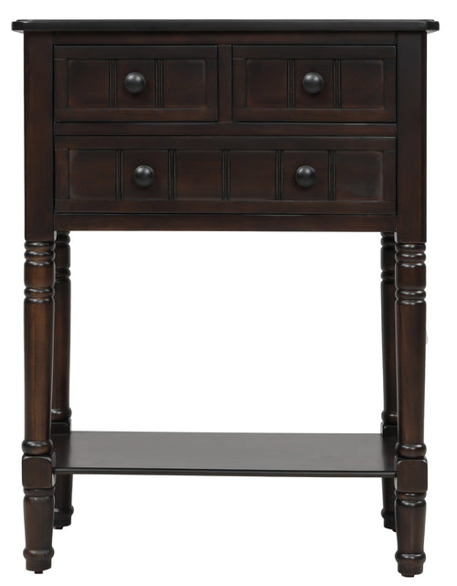 Load image into Gallery viewer, TREXM Narrow Console Desk, Ultra Thin Sofa Table with Three Storage Drawers and Living Room Bottom Shelves (Espresso)

