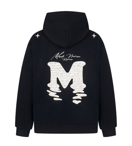 Alphabet patch embroidered hooded sweatshirt
