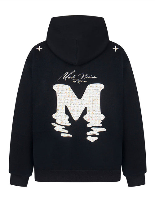 Load image into Gallery viewer, Alphabet patch embroidered hooded sweatshirt

