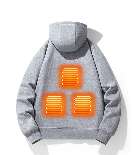 European and American zipper cardigan heating hoodie intelligent hooded five zone heating jacket outdoor warm electric clothing for men