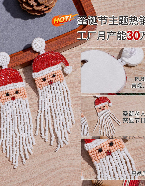 Load image into Gallery viewer, Christmas Day Earrings Earrings Handmade Beads Christmas Old Man Cartoon Character Tassel Rice Beads Earrings
