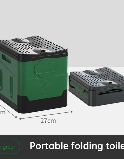 Load image into Gallery viewer, Portable folding camping toilet: adult/child use, self-contained, with lid and seat.
