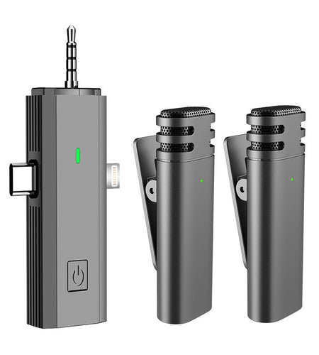 Wireless lavalier microphone 3-in-1 mobile phone camera sound card AI noise reduction Tiktok live broadcast wireless microphone