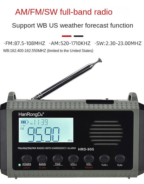 Load image into Gallery viewer, Radio disaster prevention and emergency full band radio solar charging lighting mobile portable radio

