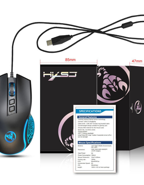 Load image into Gallery viewer, X100 wired gaming mouse with colorful glowing e-sports office mouse adjustable 3600dpi
