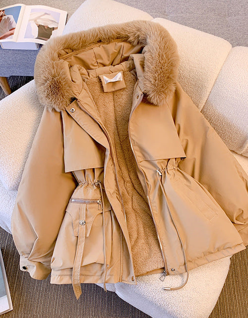 Load image into Gallery viewer, Thin down cotton jacket with fashionable and thick fur and fur integrated jacket

