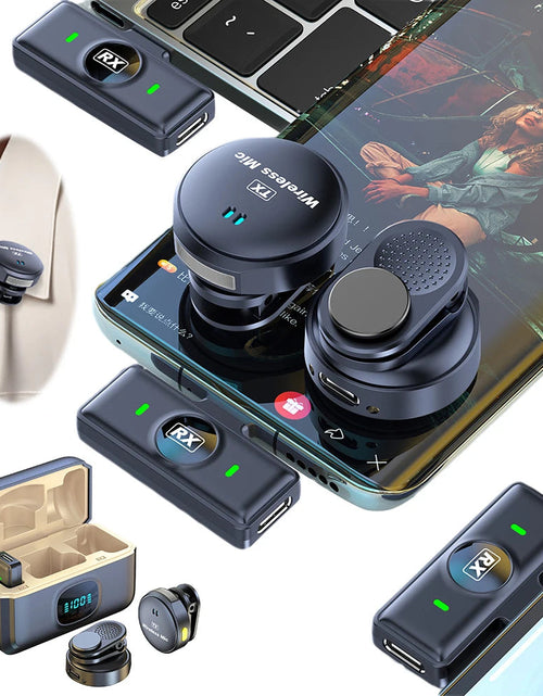 Load image into Gallery viewer, Wireless Magnetic Button Collar Microphone Noise Cancelling Lapel Mic Plug and Play 164ft Range for YouTube Vlog Video Recording
