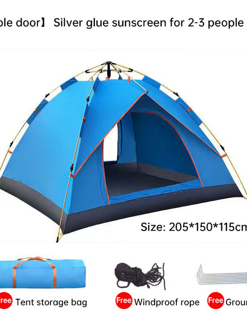 Load image into Gallery viewer, Quick-Deploy Green/White Outdoor Tent, Comfortably Accommodating 3-4 People on Camping Trips
