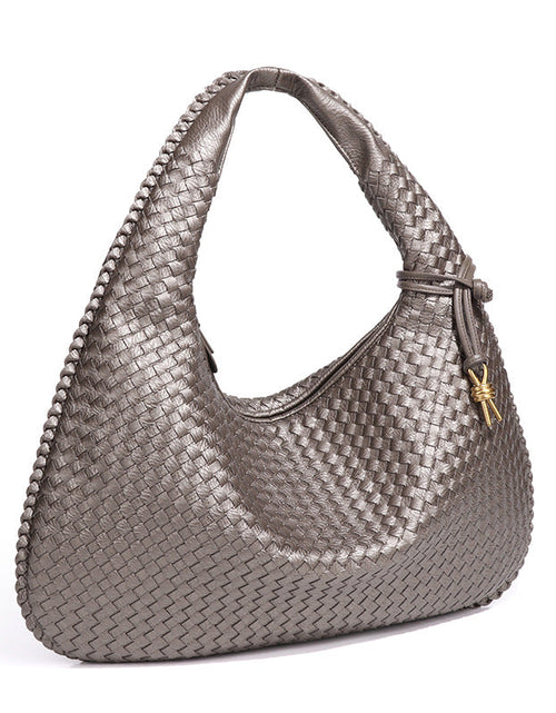 Load image into Gallery viewer, Crescent shaped women's bag hand woven hand-held dumpling bag fashionable single shoulder armpit bag
