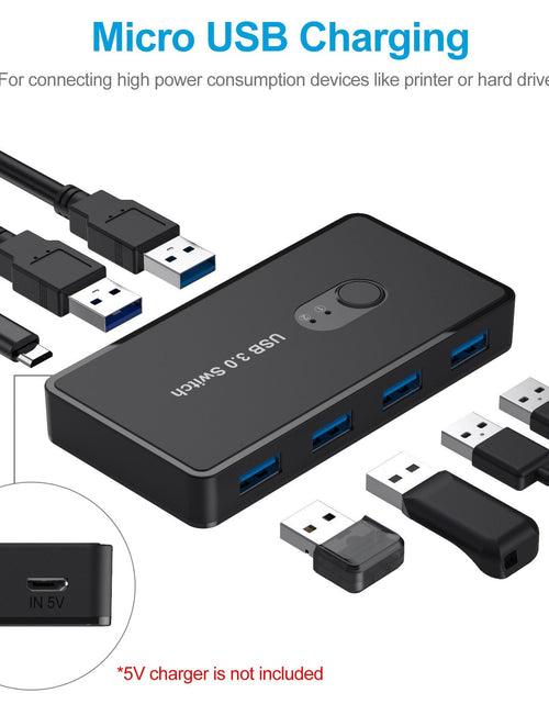 Load image into Gallery viewer, USB 3.0 Switch Adapter 4-port USB Peripheral Switch Box Hub
