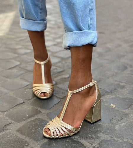 High Heel Fish-Mouth T-Shaped Buckle Strap Open Toe Sandals