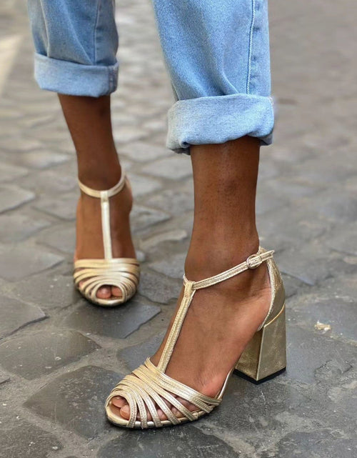 Load image into Gallery viewer, High Heel Fish-Mouth T-Shaped Buckle Strap Open Toe Sandals
