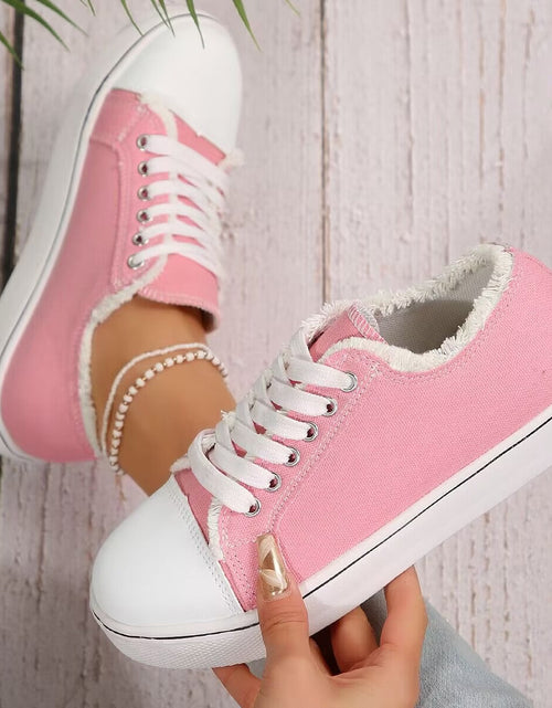 Load image into Gallery viewer, Women's Lace-Up Canvas Sneakers – Lightweight Flat Low-Top
