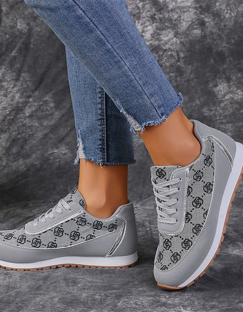 Load image into Gallery viewer, Floral Print Lace-Up Sneakers – Comfortable Canvas Shoes
