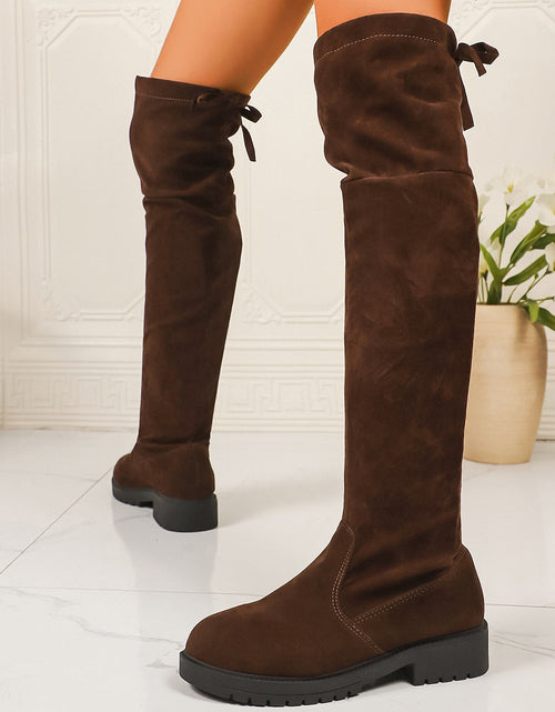 Load image into Gallery viewer, Women’s Elastic Knee-High Boots – Thick Sole Solid Color Fashion Boots
