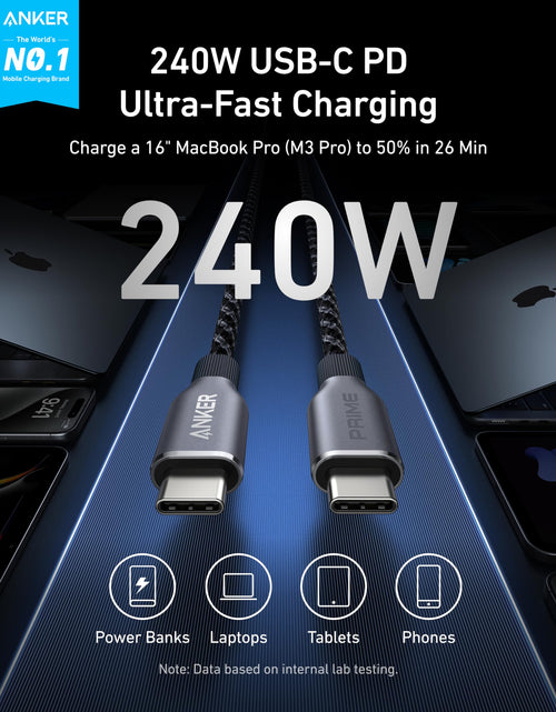 Load image into Gallery viewer, Anker Prime USB-C to USB-C Cable (240W, Upcycled-Braided)
