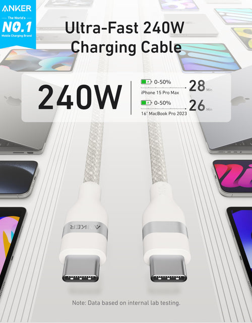 Load image into Gallery viewer, Anker USB-C to USB-C Cable (3 ft / 6 ft, 240W, Upcycled-Braided)
