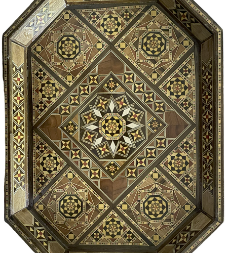 Authentic Vintage Traditional Wood Mosaic Tray