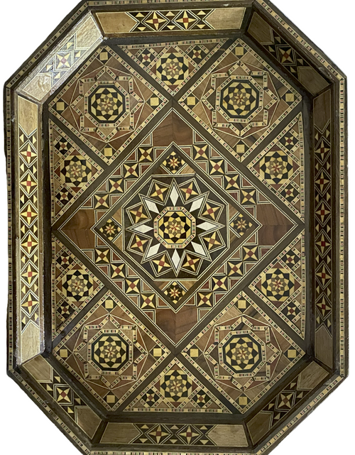 Load image into Gallery viewer, Authentic Vintage Traditional Wood Mosaic Tray
