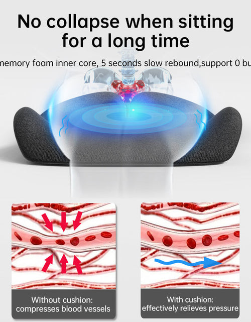 Load image into Gallery viewer, Memory Foam Coccyx Cushion. Alleviates tailbone/sciatica/back pain. Non - slip for office/car seats.
