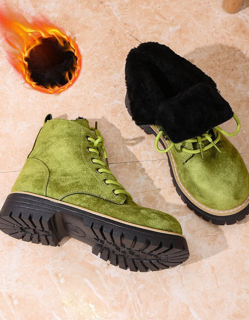 Load image into Gallery viewer, Women’s Lace-Up Suede Fleece-Lined Ankle Boots | Cozy Winter Boots
