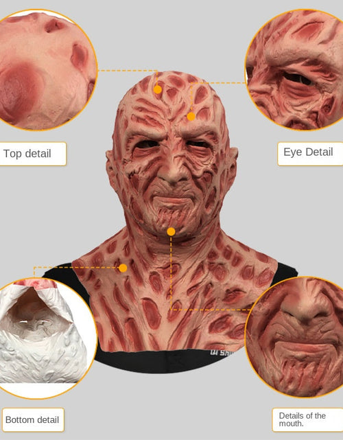 Load image into Gallery viewer, Freddy horror mask, full face headgear, makeup ball, scary demon, funny face, Halloween party, parody props
