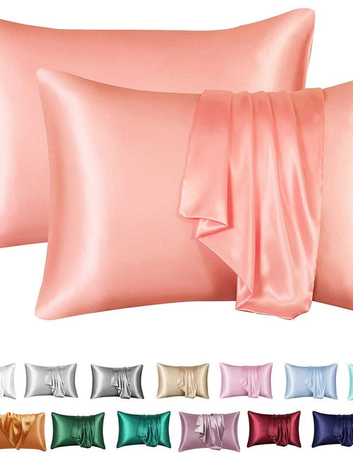 Load image into Gallery viewer, Simulation silk solid color polyester pillowcase envelope pillow pillow cases pillow pair multi-color
