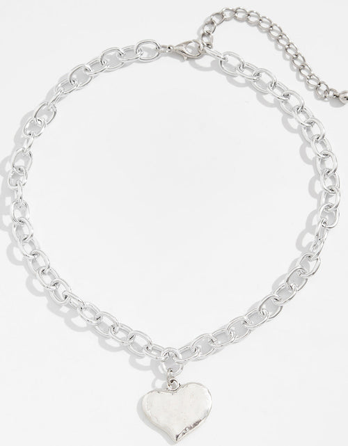 Load image into Gallery viewer, Ins style heart-shaped pendant collarbone chain set, fashionable metal photosensitive surface necklace
