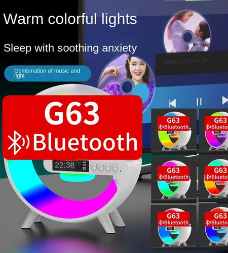 Bluetooth Speaker G63 Colorful Lights Clock Wireless Charging Multifunctional Bluetooth Speaker Colorful Atmosphere Alarm Clock